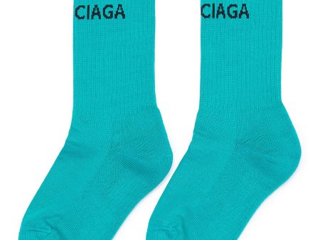 Logo intarsia socks - Balenciaga - Blue Online