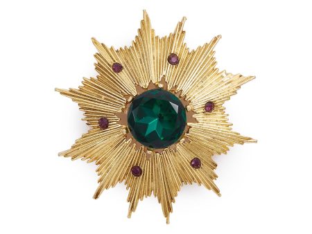 Gemstone sunburst brooch - Stazia Loren - Metallic Online Hot Sale