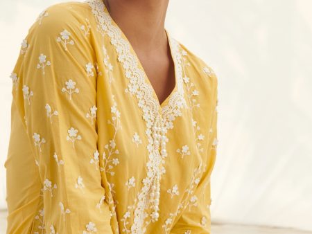 Mulmul Cotton Veliena Yellow kurta Discount