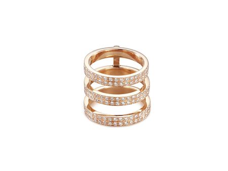 Berbère  diamond 18k rose gold three row phalanx ring - REPOSSI - Metallic Discount