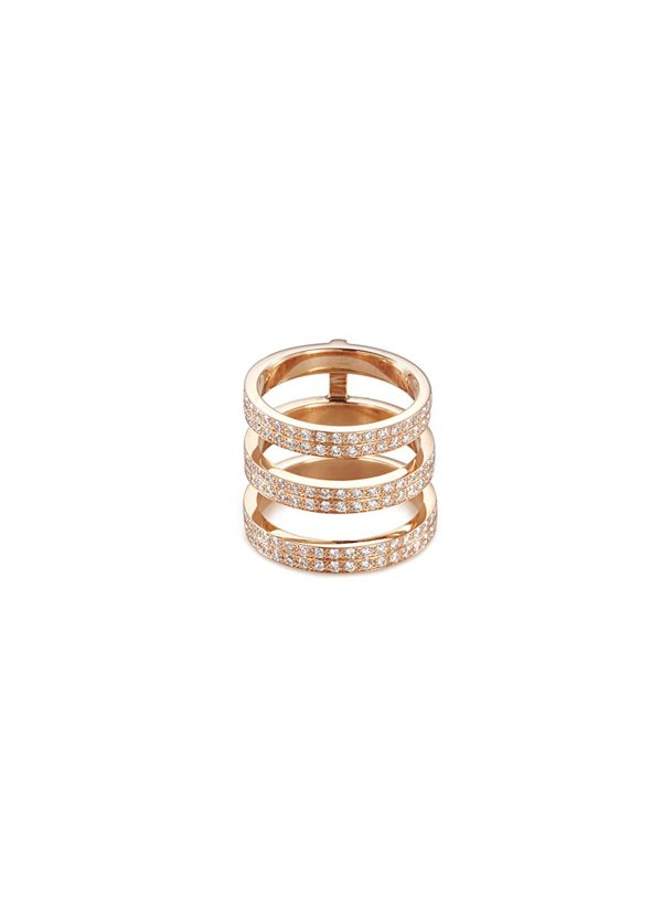 Berbère  diamond 18k rose gold three row phalanx ring - REPOSSI - Metallic Discount