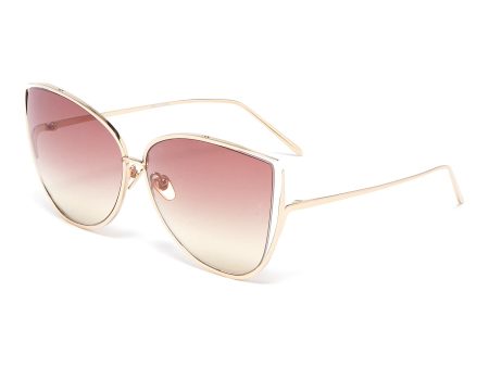 Cutout metal oversized cat eye sunglasses - Linda Farrow - Metallic Online