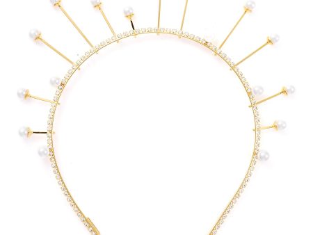 Lunar  Swarovski crystal pearl crown - LELET NY - Metallic Sale