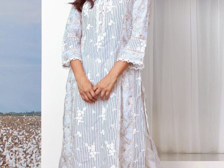 Mulmul Cotton Carnaby Light Blue Kurta Sale