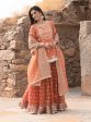 Mulmul Luxe Tissue Satin Lamhe Burnt Orange Kurta with Mulmul Luxe Tissue Lamhe Burnt Orange Skirt For Discount