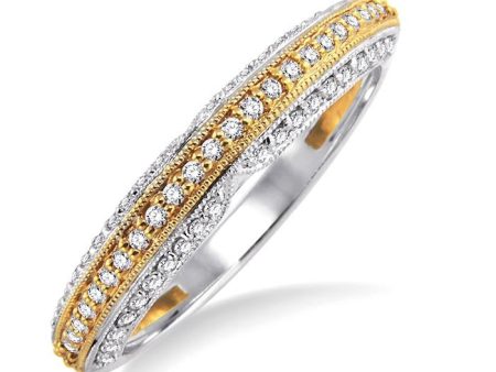 1 4 Ctw Round Cut Diamond Wedding Band in 14K White and Yellow Gold Cheap