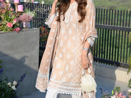 Mulmul Cotton Darya Beige Kurta With Mulmul Cotton Inverted V Hem White Pant For Cheap