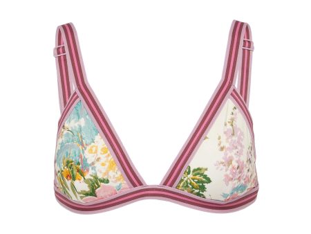 Heathers  stripe border garden floral print bikini top - Zimmermann - Multi-colour For Sale