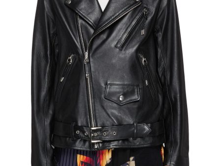 Lace-up leather biker jacket - TOGA ARCHIVES - Black Online Hot Sale