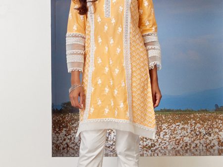 Mulmul Cotton Armada Orange Kurta Online Sale