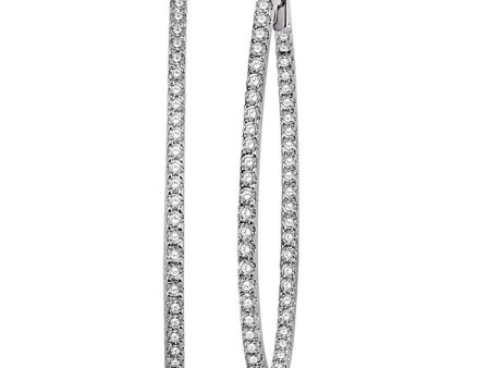 1 1 4 Ctw Round Cut Diamond Hoop Earrings in 14K White Gold Online