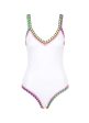 Yaz  crochet trim scoop back one-piece swimsuit - KIINI - White Online Sale