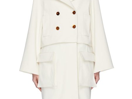 Detachable patch pocket hem double breasted peacoat - Rosetta Getty - Neutral Online Sale