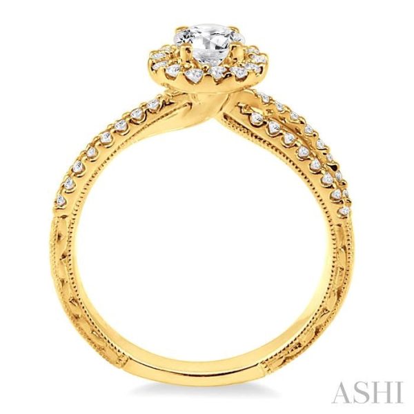 3 4 Ctw Diamond Engagement Ring with 1 3 Ct Round Cut Center Stone in 14K Yellow Gold Supply