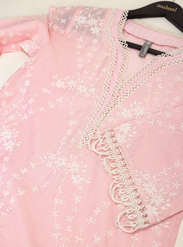 Mulmul Cotton Arki Pink Kurta For Sale