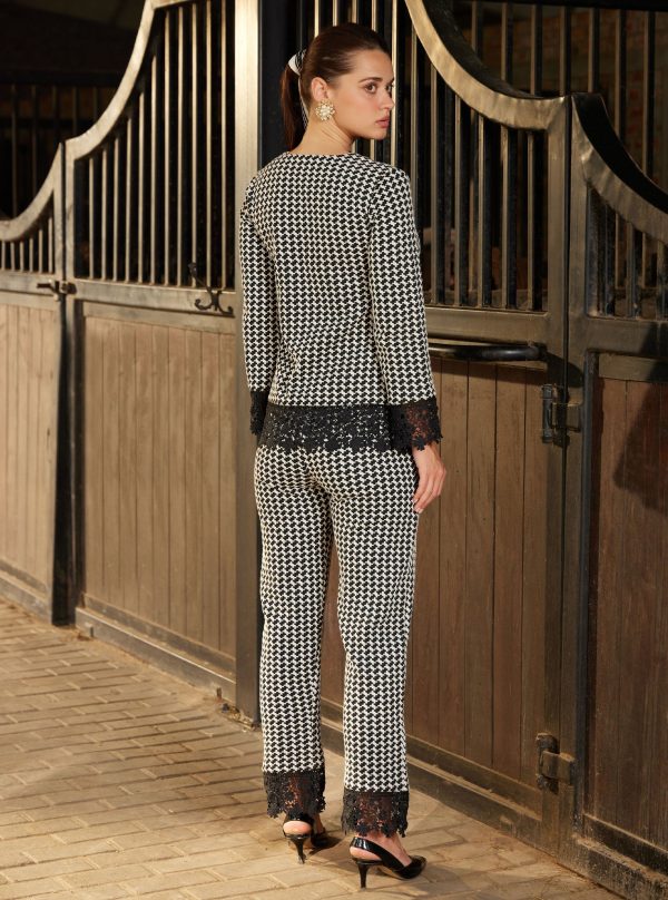 Mulmul Houndstooth Hestia Black Top with Mulmul Houndstooth Hestia Black Pant For Discount