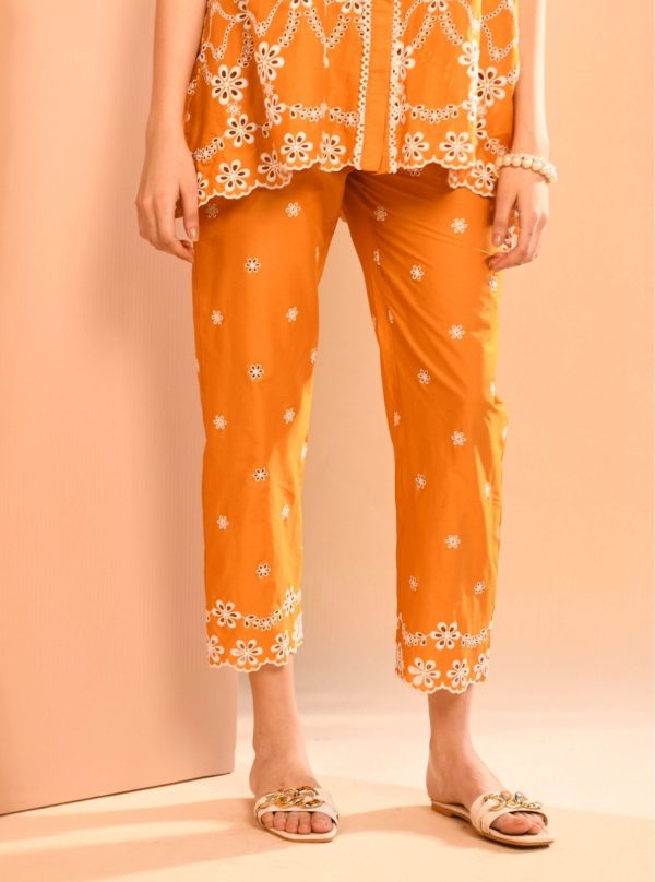 Mulmul Cotton Prue Orange Shirt With Mulmul Cotton Prue Orange Pant For Cheap