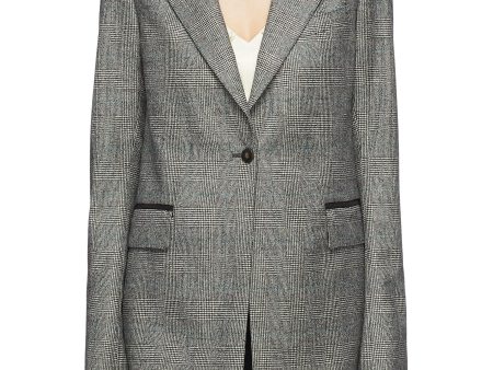 Peaked lapel wool-cashmere houndsooth check plaid blazer - Alex Eagle - Grey Discount