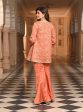 Mulmul Organza Satin Afreen Burnt Orange Top with Mulmul Modal Satin Afreen Burnt Orange Sharara Online Hot Sale