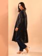 Mulmul Cotton Trix Black Long Shirt with Mulmul Cotton Trix Black Pant on Sale