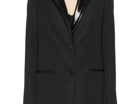 Coated notched lapel wool twill blazer - Helmut Lang - Black Hot on Sale