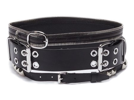 Multi stacked leather corset belt - alexanderwang - Black on Sale