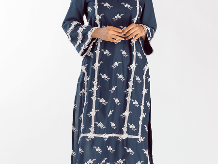 Mulmul Cotton Eternity Navy Kurta on Sale