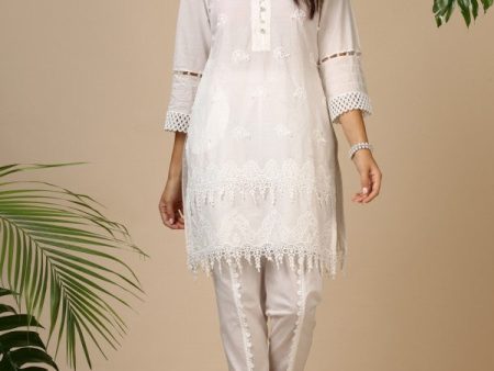 Aster Kurta White on Sale