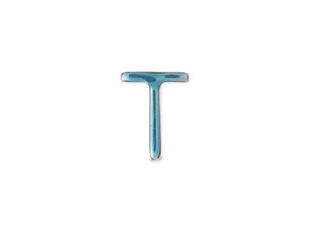 Enamel letter charm – T - Loquet London - Blue Hot on Sale