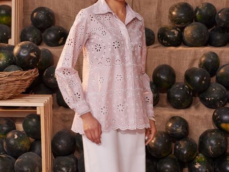 Mulmul Iconic Cotton Sia Dusty Pink Shirt Hot on Sale