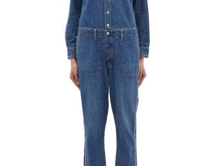 The Crew  stud border denim jumpsuit - Current Elliott - Blue For Cheap