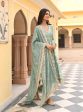 Mulmul Organza Satin Tareefan Teal Blue Anarkali Kurta with Mulmul Modal Satin Tareefan Teal Blue Pant Online Sale