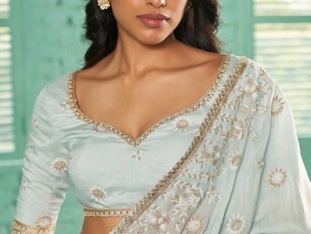 Mulmul Silk Dara Light Blue Saree Sale