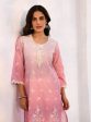 Mulmul Cotton Mandre Pink Kurta With Mulmul Cotton Mandre Pink Pant Online now