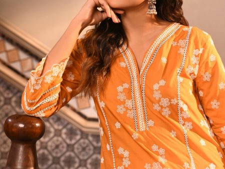 Mulmul Cotton Malisa Orange Kurta Fashion