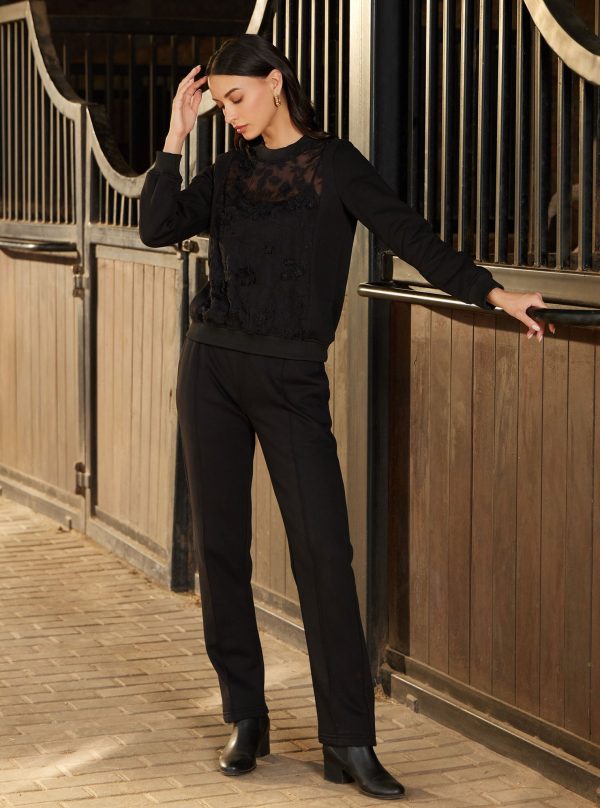 Mulmul Fleece Nesoi Black Top with Mulmul Fleece Nesoi Black Pant Online Hot Sale