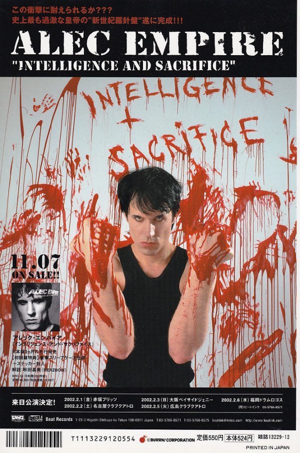 Alec Empire 2001 12 Intelligence And Sacrifice Japan album   tour promo ad For Cheap