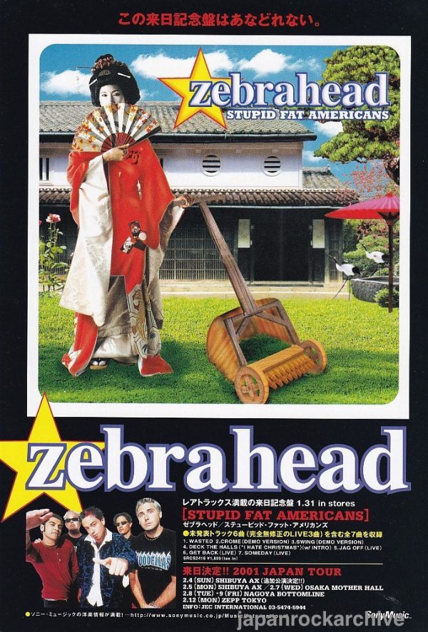 Zebrahead 2001 02 Stupid Fat Americans Japan album   tour promo ad For Discount