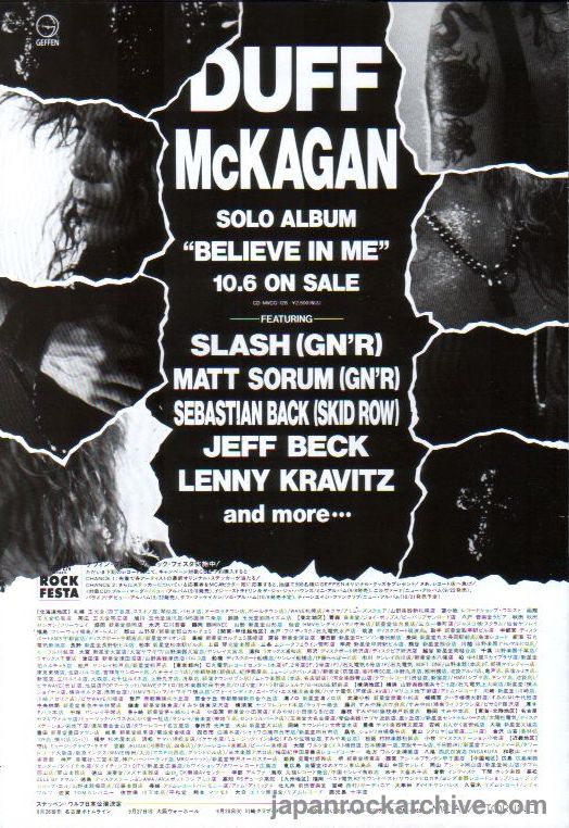 Duff McKagan 1993 10 Believe In Me Japan album promo ad Online