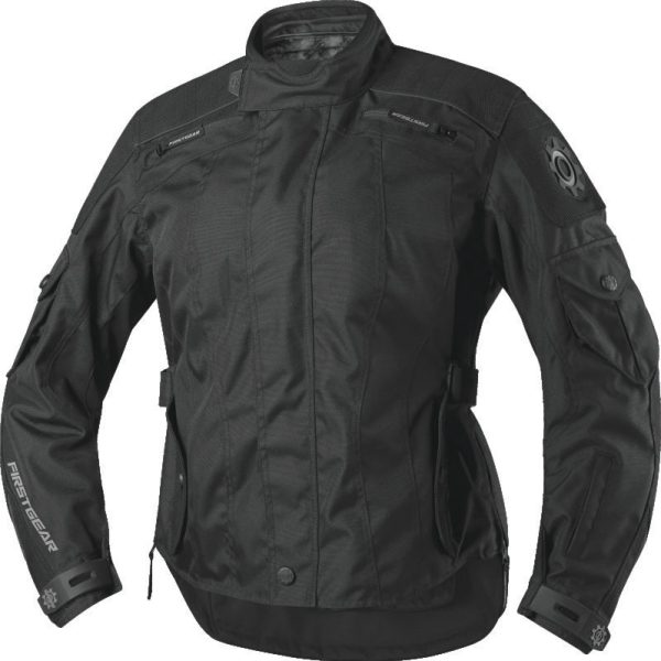 First Gear Voyage Jacket Black Grey Womens - Large Cheap